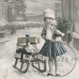 Serwetka do decoupage "Serviett Girl With Sled"